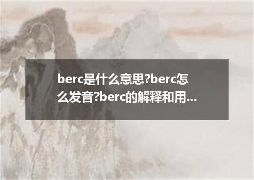 berc是什么意思?berc怎么发音?berc的解释和用法