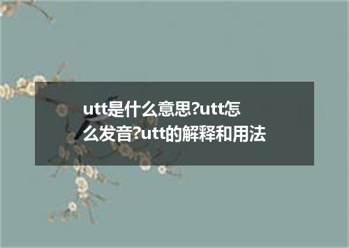 utt是什么意思?utt怎么发音?utt的解释和用法