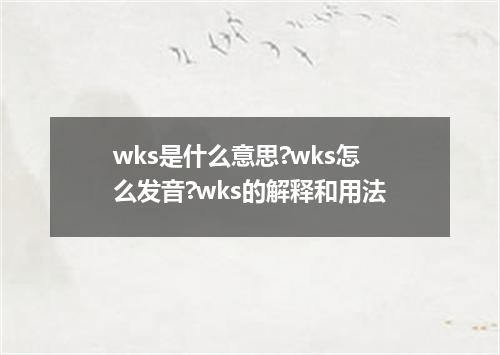 wks是什么意思?wks怎么发音?wks的解释和用法