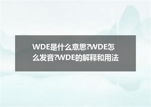 WDE是什么意思?WDE怎么发音?WDE的解释和用法