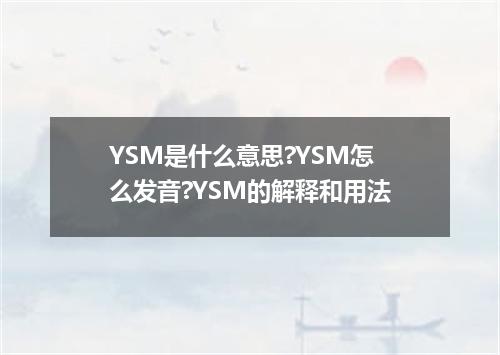 YSM是什么意思?YSM怎么发音?YSM的解释和用法