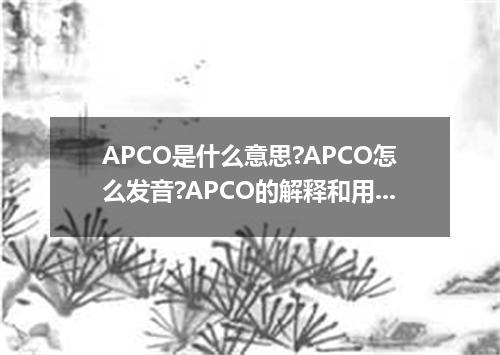 APCO是什么意思?APCO怎么发音?APCO的解释和用法