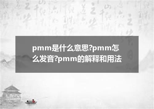 pmm是什么意思?pmm怎么发音?pmm的解释和用法