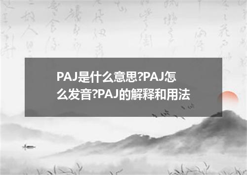 PAJ是什么意思?PAJ怎么发音?PAJ的解释和用法