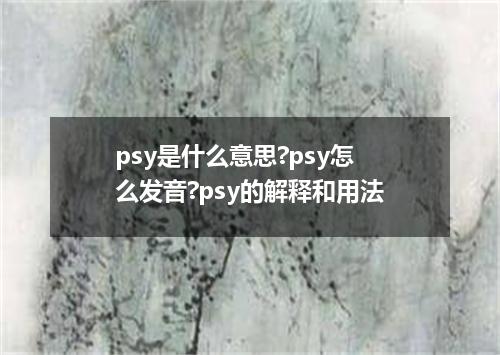 psy是什么意思?psy怎么发音?psy的解释和用法