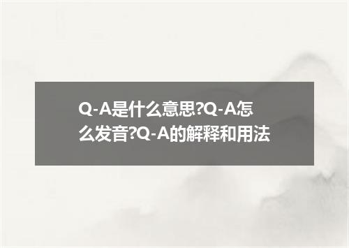 Q-A是什么意思?Q-A怎么发音?Q-A的解释和用法