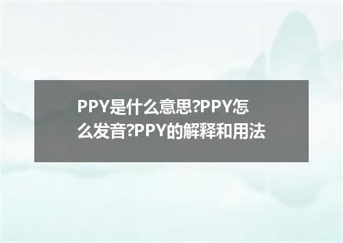 PPY是什么意思?PPY怎么发音?PPY的解释和用法