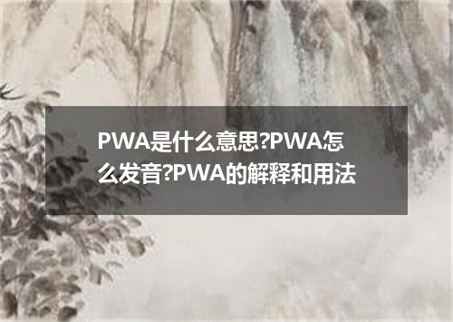 PWA是什么意思?PWA怎么发音?PWA的解释和用法