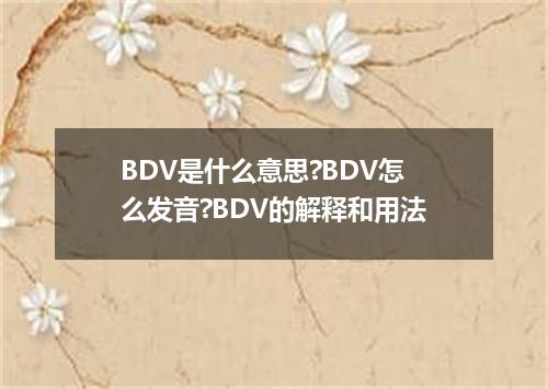 BDV是什么意思?BDV怎么发音?BDV的解释和用法