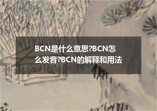 BCN是什么意思?BCN怎么发音?BCN的解释和用法
