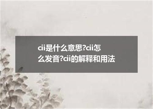 cii是什么意思?cii怎么发音?cii的解释和用法