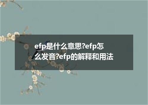 efp是什么意思?efp怎么发音?efp的解释和用法