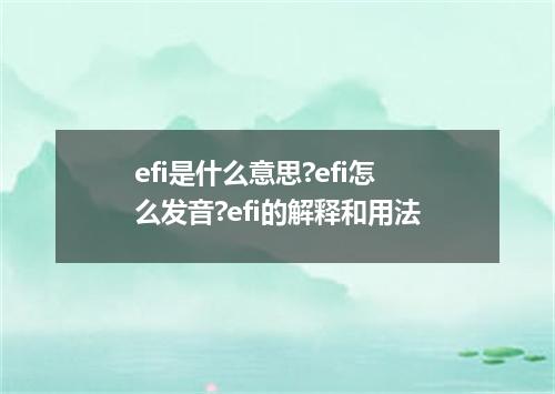 efi是什么意思?efi怎么发音?efi的解释和用法