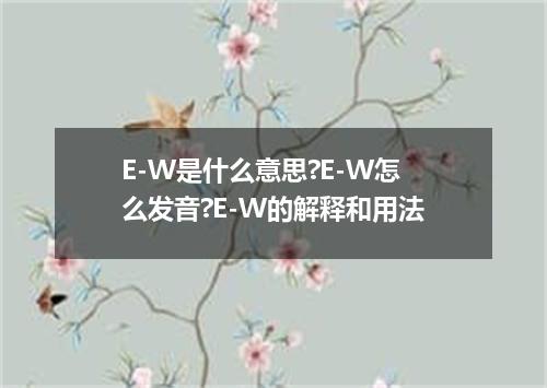 E-W是什么意思?E-W怎么发音?E-W的解释和用法