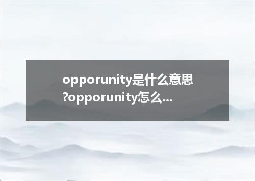 opporunity是什么意思?opporunity怎么发音?opporunity的解释和用法