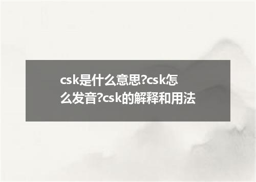 csk是什么意思?csk怎么发音?csk的解释和用法
