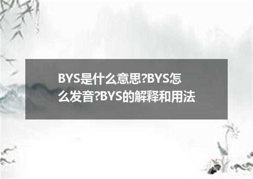 BYS是什么意思?BYS怎么发音?BYS的解释和用法