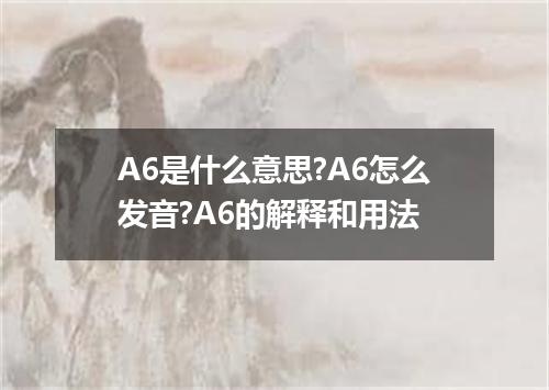 A6是什么意思?A6怎么发音?A6的解释和用法