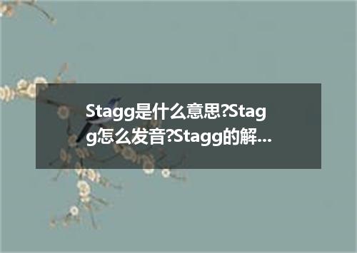 Stagg是什么意思?Stagg怎么发音?Stagg的解释和用法