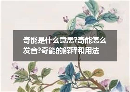 奇能是什么意思?奇能怎么发音?奇能的解释和用法