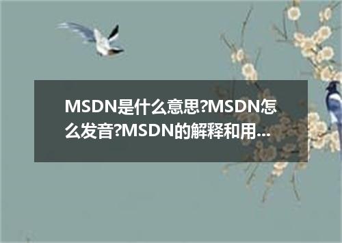 MSDN是什么意思?MSDN怎么发音?MSDN的解释和用法