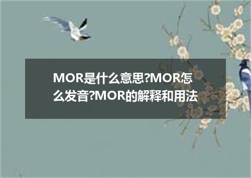 MOR是什么意思?MOR怎么发音?MOR的解释和用法