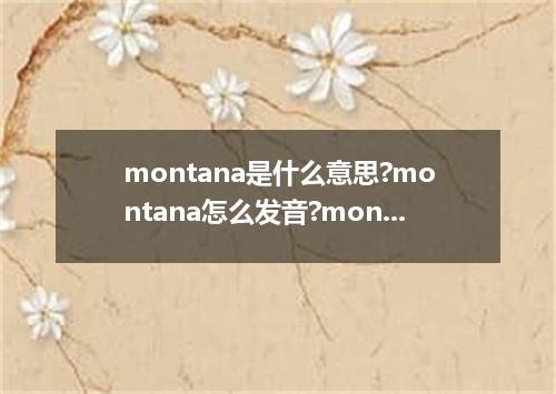 montana是什么意思?montana怎么发音?montana的解释和用法