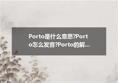 Porto是什么意思?Porto怎么发音?Porto的解释和用法