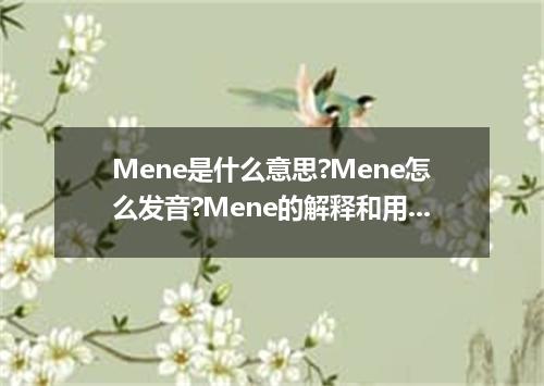 Mene是什么意思?Mene怎么发音?Mene的解释和用法