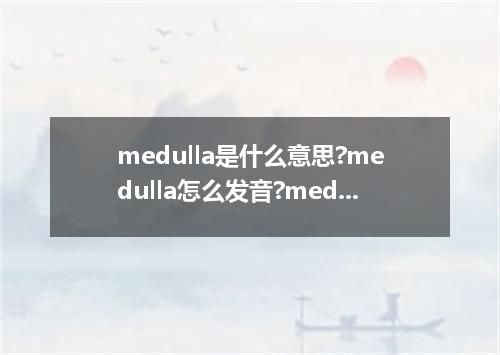 medulla是什么意思?medulla怎么发音?medulla的解释和用法