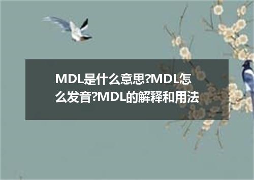 MDL是什么意思?MDL怎么发音?MDL的解释和用法