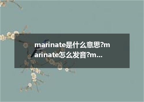 marinate是什么意思?marinate怎么发音?marinate的解释和用法