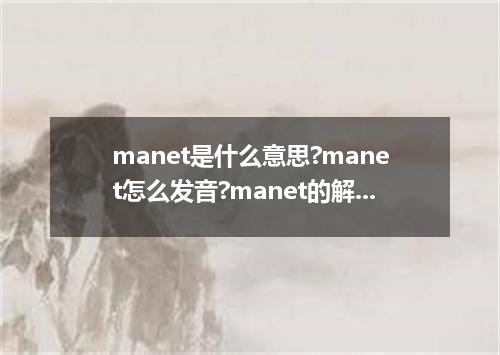 manet是什么意思?manet怎么发音?manet的解释和用法