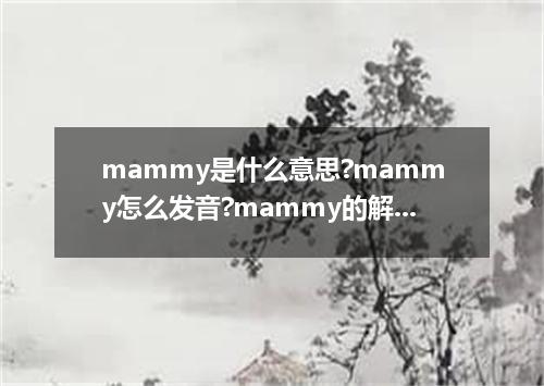 mammy是什么意思?mammy怎么发音?mammy的解释和用法