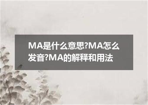 MA是什么意思?MA怎么发音?MA的解释和用法