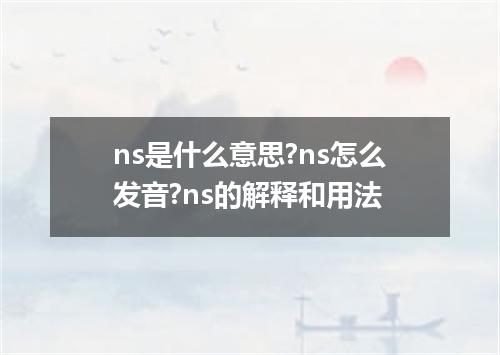 ns是什么意思?ns怎么发音?ns的解释和用法