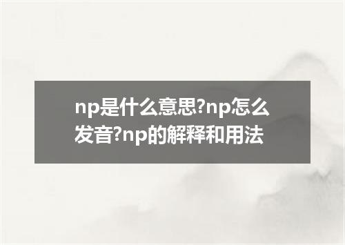 np是什么意思?np怎么发音?np的解释和用法