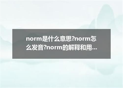 norm是什么意思?norm怎么发音?norm的解释和用法