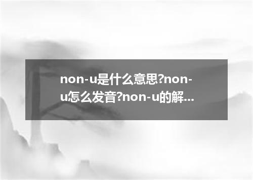 non-u是什么意思?non-u怎么发音?non-u的解释和用法