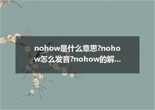 nohow是什么意思?nohow怎么发音?nohow的解释和用法