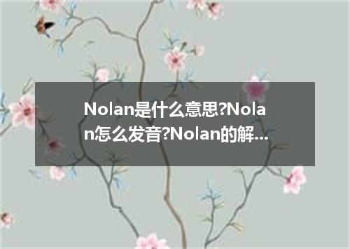 Nolan是什么意思?Nolan怎么发音?Nolan的解释和用法