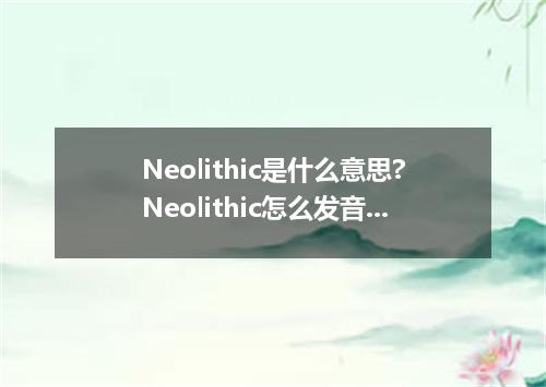 Neolithic是什么意思?Neolithic怎么发音?Neolithic的解释和用法