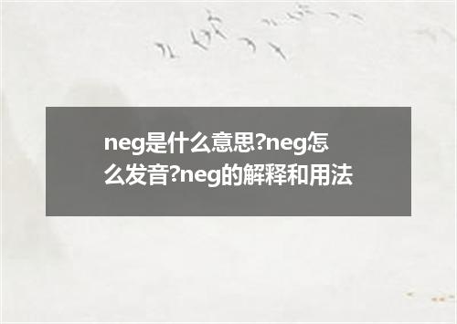 neg是什么意思?neg怎么发音?neg的解释和用法
