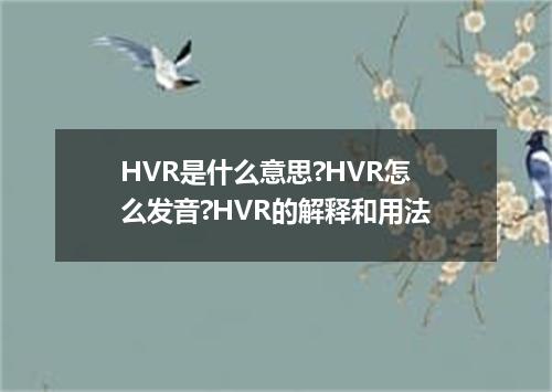 HVR是什么意思?HVR怎么发音?HVR的解释和用法
