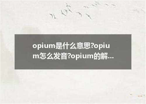 opium是什么意思?opium怎么发音?opium的解释和用法
