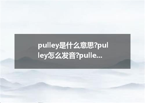 pulley是什么意思?pulley怎么发音?pulley的解释和用法