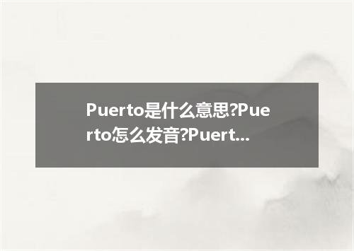 Puerto是什么意思?Puerto怎么发音?Puerto的解释和用法