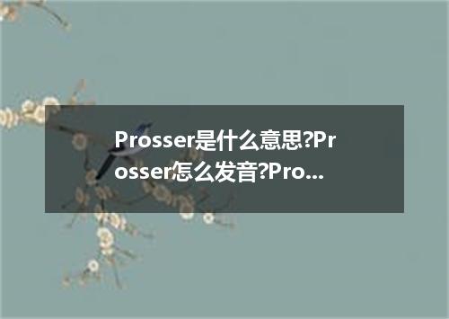 Prosser是什么意思?Prosser怎么发音?Prosser的解释和用法