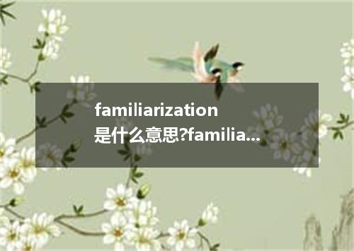 familiarization是什么意思?familiarization怎么发音?familiarization的解释和用法
