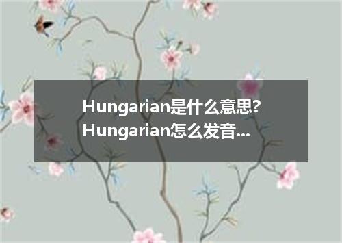 Hungarian是什么意思?Hungarian怎么发音?Hungarian的解释和用法